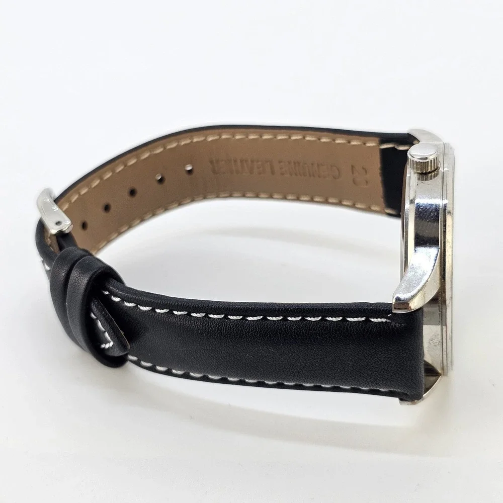 Sutton Field Men's Watch 41MM Yellow Dial NEW Black Leather Bands NEW Battery
